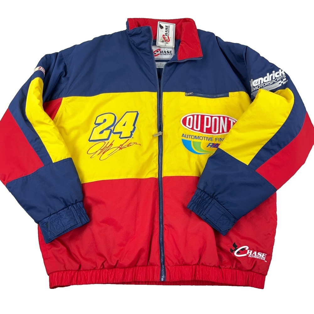 Vintage Nascar Jacket Men XL Jeff Gordon 90s Y2K Racing Bomber Puffer Colorblock